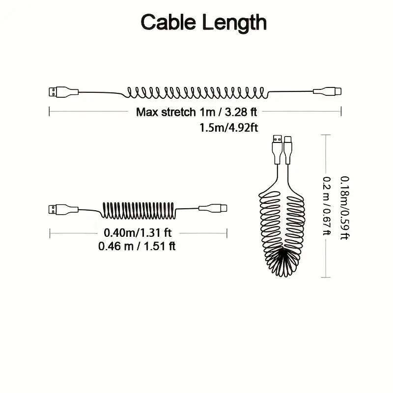 PowerFlex – 5A 66W USB-C Cable Fast Charging and Telescopic